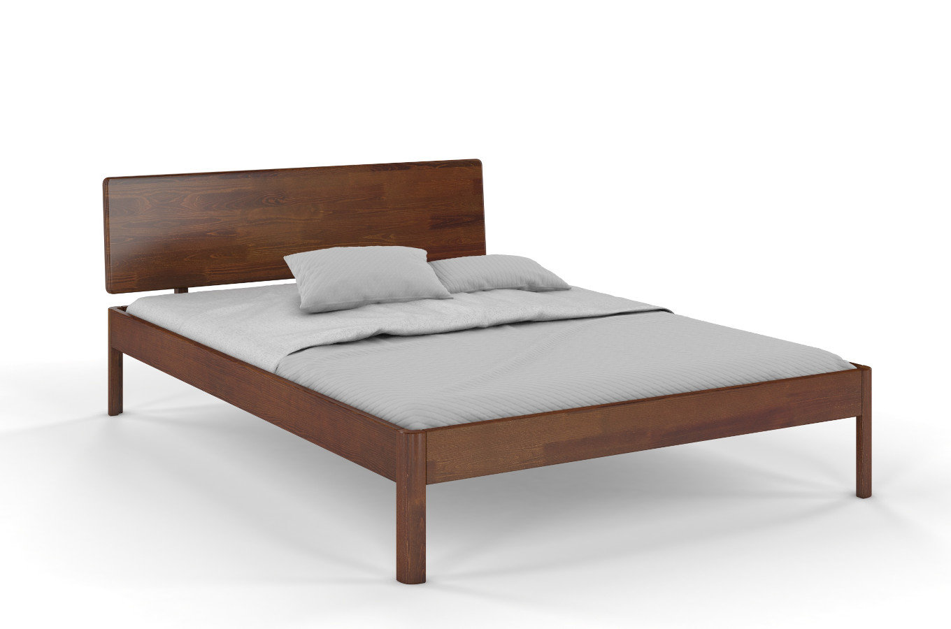 Dřevěná postel Visby AMMER z borovice / 180x200 cm, barva ořech