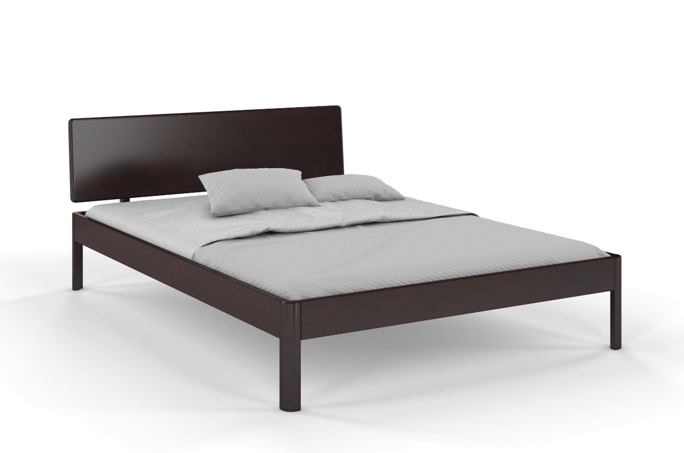 Dřevěná postel Visby AMMER z borovice / 200x200 cm, barva palisandr