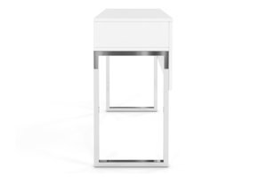 Bílý moderní toaletní stolek Dancan EVA se stříbrným rámem