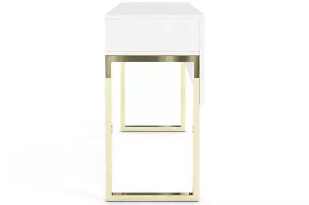 Bílý moderní toaletní stolek Dancan EVA se zlatým rámem