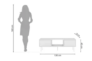 Bílý moderní tv stolek dancan mirka/ šíř. 130 cm