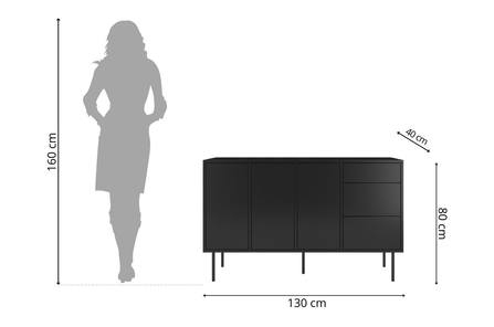 Černá moderní komoda dancan mirka / šířka. 130 cm