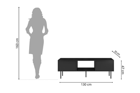 Černý moderní stolek dancan mirka/ šíř. 130 cm 