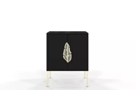 Černý noční stolek Skandica MERLIN se zlatými doplňky