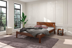 Dřevěná buková postel Visby LAXBAKEN / 120x200 cm, barva ořech