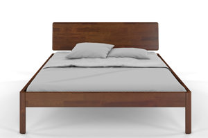 Dřevěná postel Visby AMMER z borovice / 140x200 cm, barva ořech