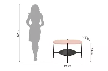 Moderní konferenční stolek Dancan ARENA / černá podnož + růžová a černá deska