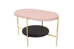 Moderní konferenční stolek Dancan ARENA / zlatá podnož + růžová a černá deska