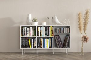 Otevřená komoda / knihovna v bílé barvě Dancan MIRKA / šířka 130 cm