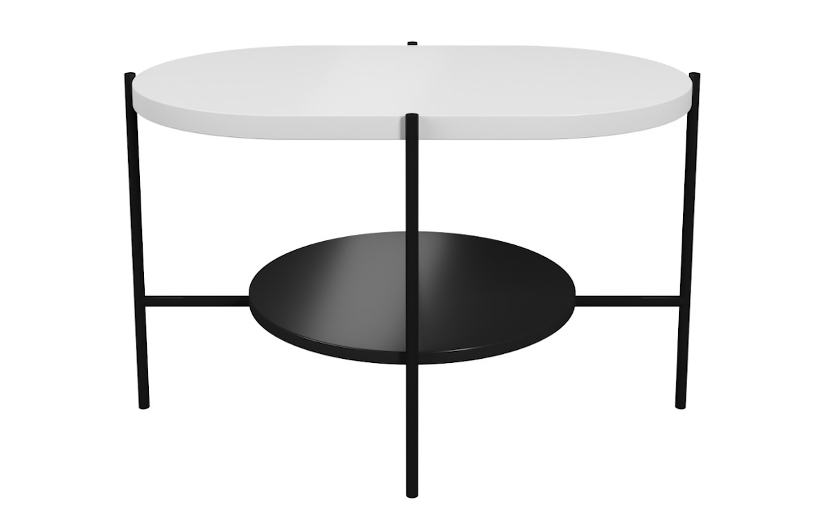 Biało-czarny stolik kawowy na metalowej podstawie